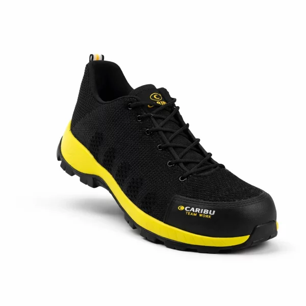 Tenis industrial modelo 325 negro/amarillo marca Caribu