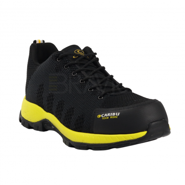 Tenis industrial modelo 325 negro/amarillo marca Caribu