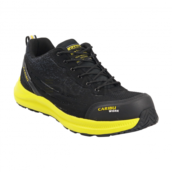 Tenis industrial modelo 361 negro/amarillo marca Caribu