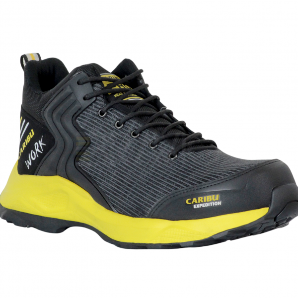 Tenis industrial modelo 354 negro/amarillo marca Caribu