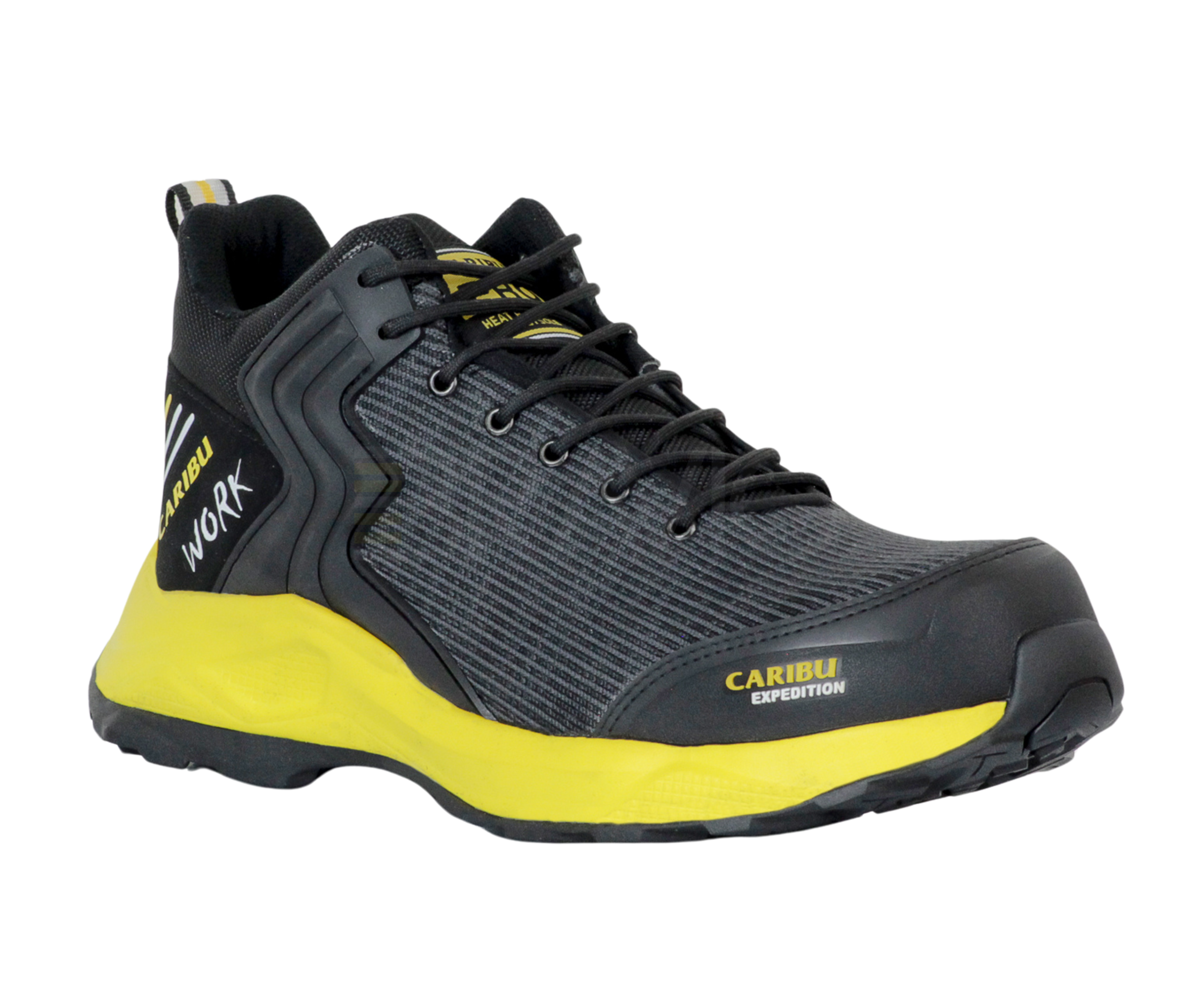 Tenis industrial modelo 354 negro/amarillo marca Caribu
