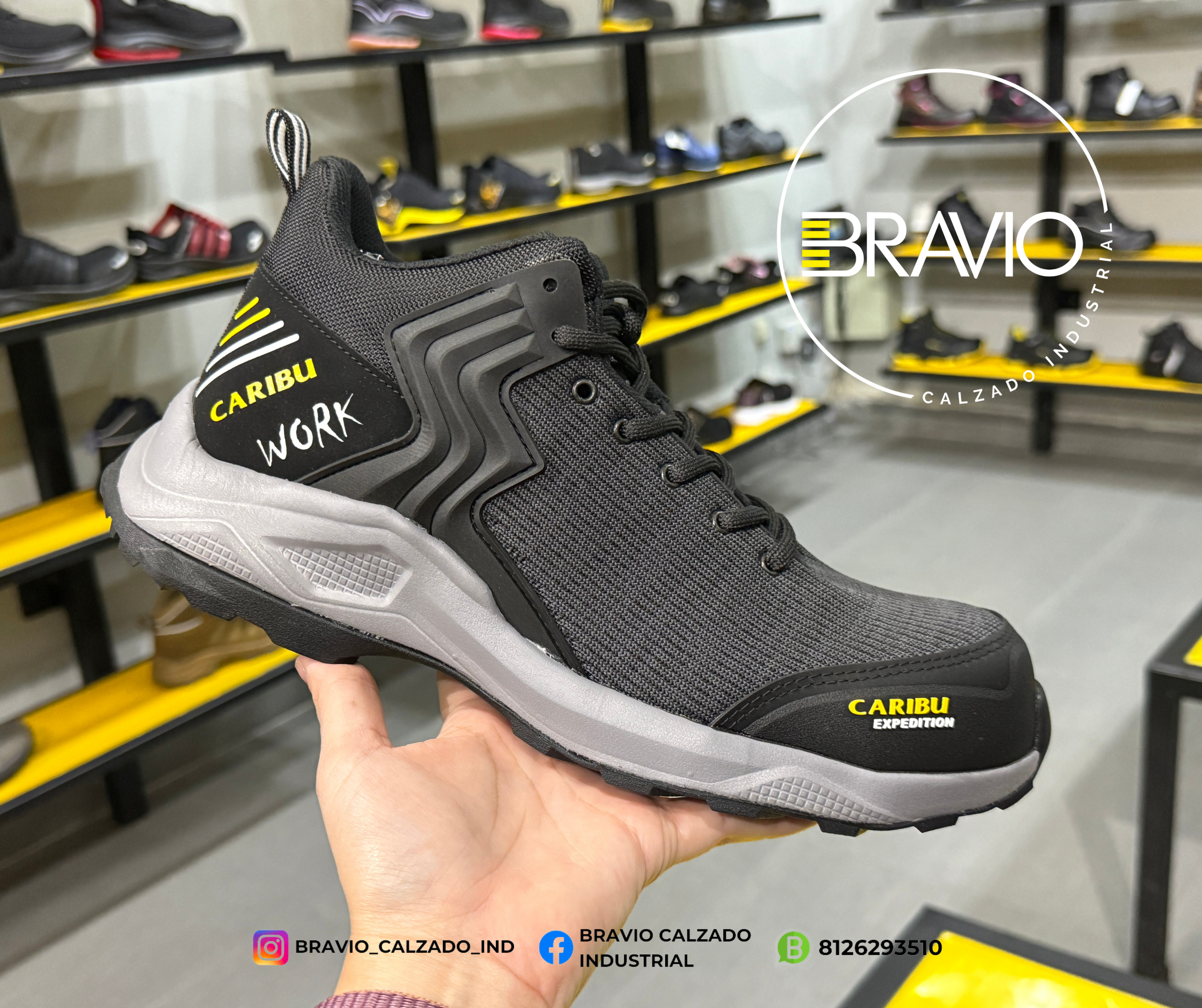Tenis industrial modelo 354 negro/gris marca Caribu - Image 5