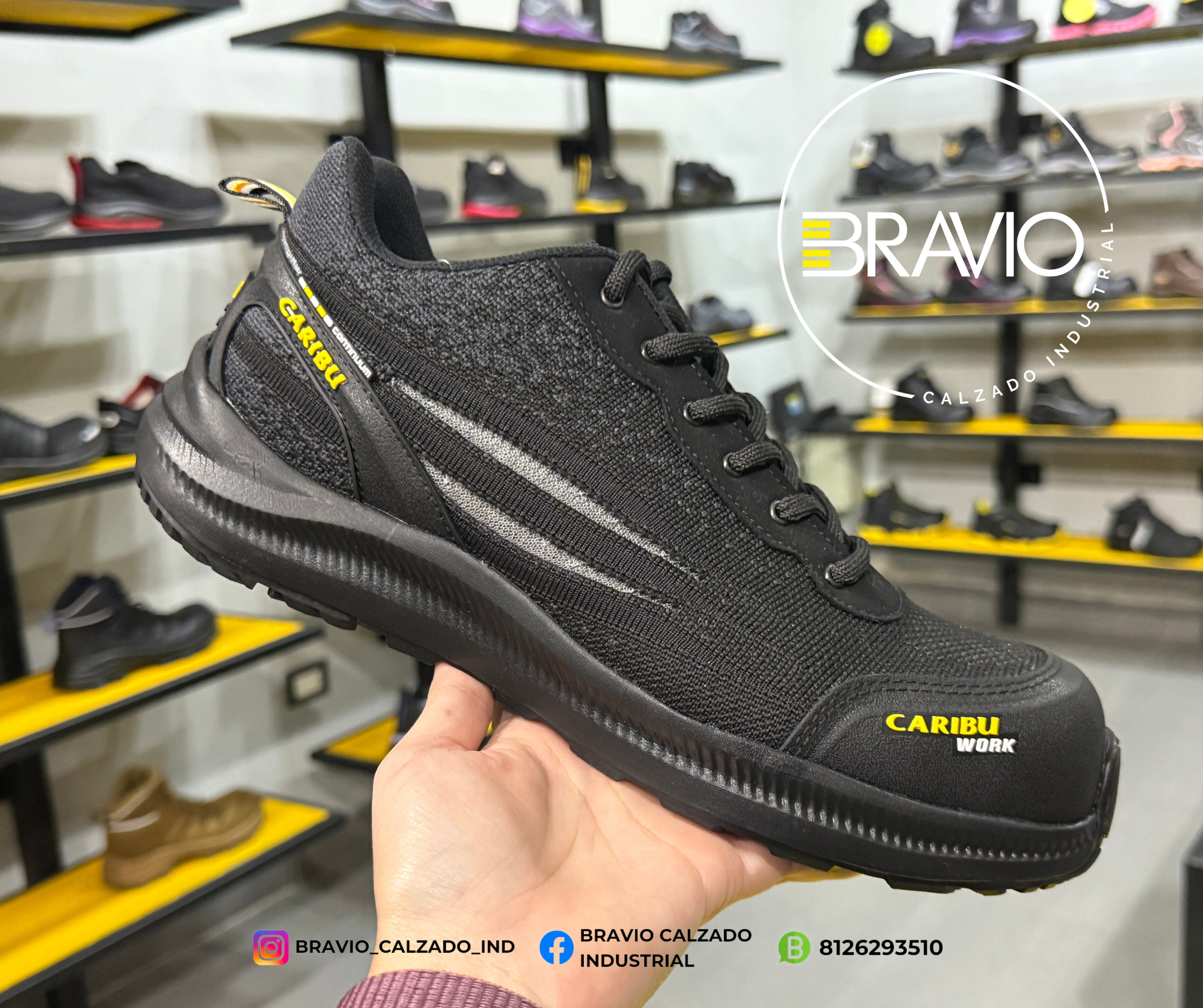 Tenis industrial modelo 361 negro/negro marca Caribu - Image 6