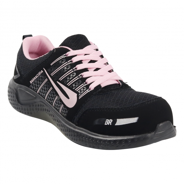 Tenis industrial modelo BRD negro-rosa marca Barracuda