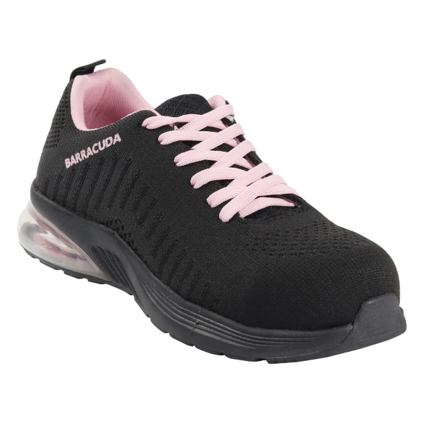 Tenis industrial modelo Gladiador Air negro-rosa marca Barracuda