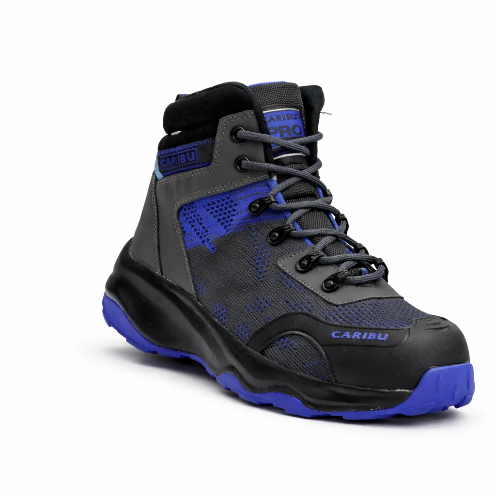 Tenis industrial modelo 952 gris/azul marca Caribu