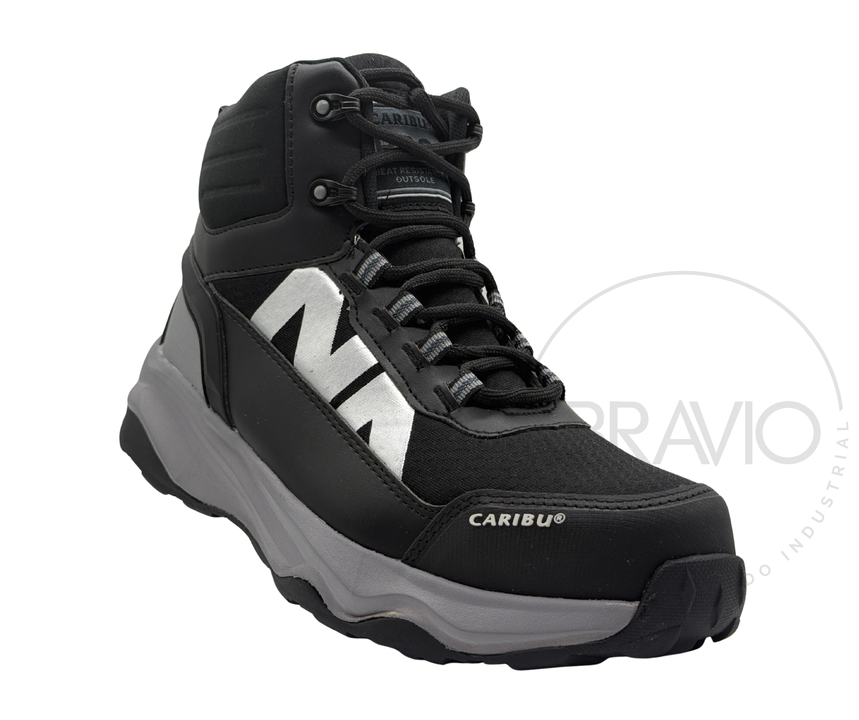 Tenis industrial modelo 963 negro/gris marca Caribu