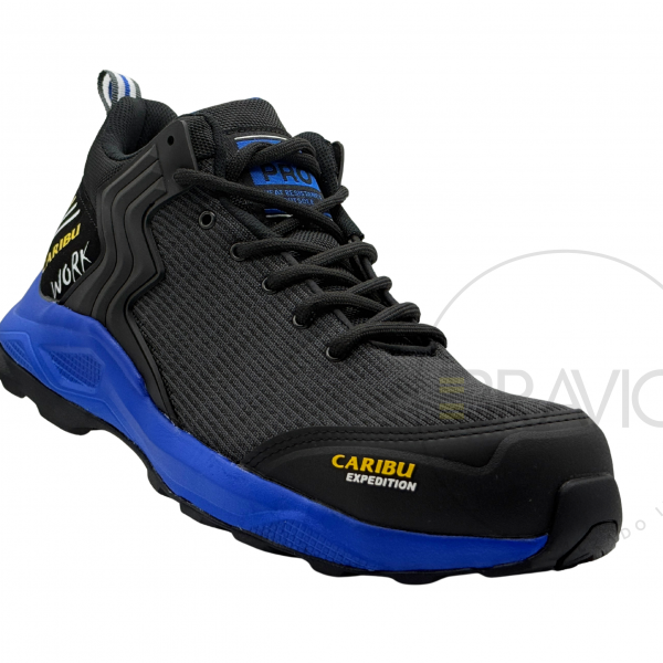 Tenis industrial modelo 354 negro/azul marca Caribu