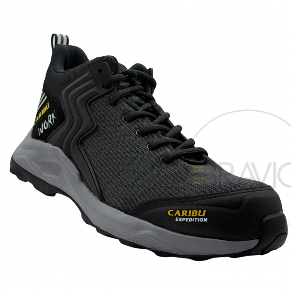 Tenis industrial modelo 354 negro/gris marca Caribu