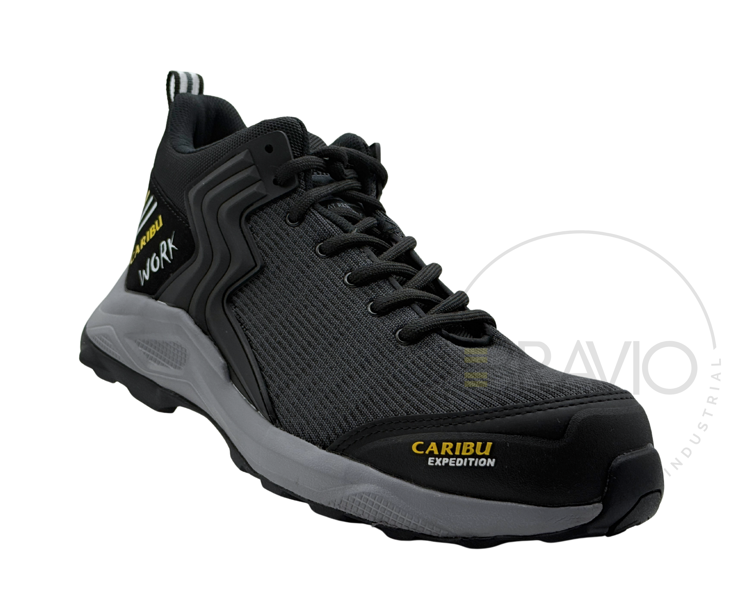 Tenis industrial modelo 354 negro/gris marca Caribu