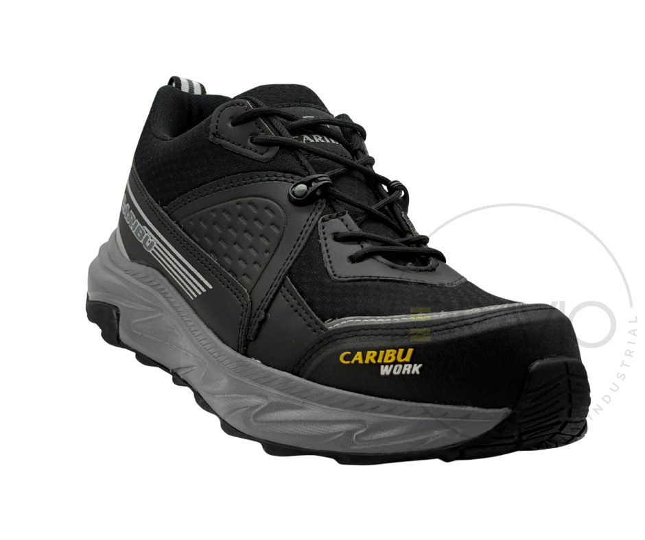 Tenis industrial modelo 975 negro/gris marca Caribu