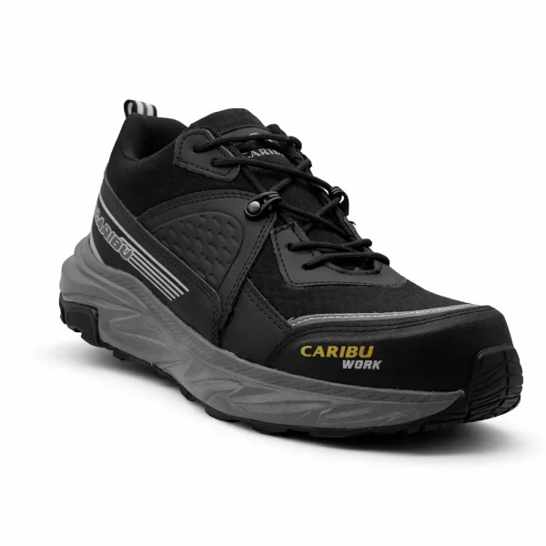 Tenis industrial modelo 975 negro/gris marca Caribu