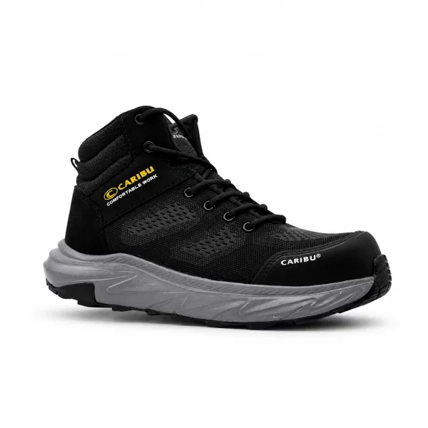 Tenis industrial modelo 977 negro/gris marca Caribu